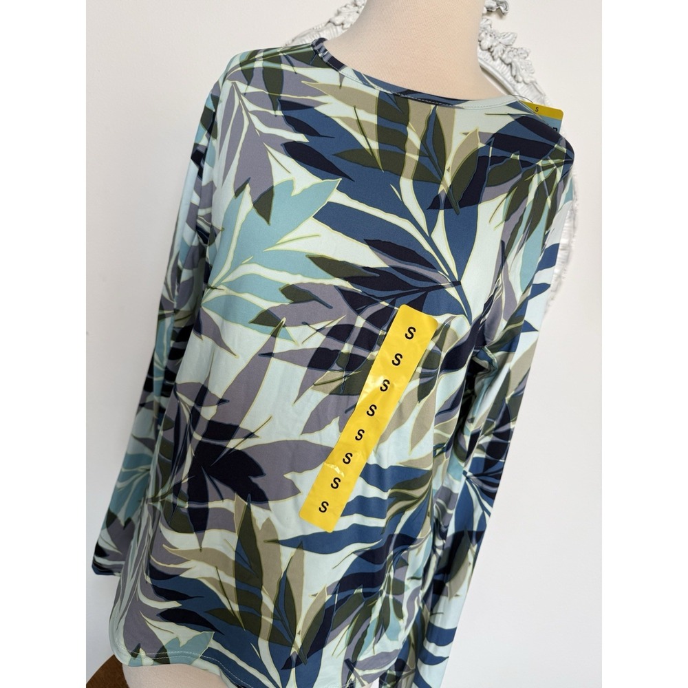 Hang‎ Ten Women's Long Sleeve Sun Shirt Rash Guard Zip Pocket UPF 50, Size S New